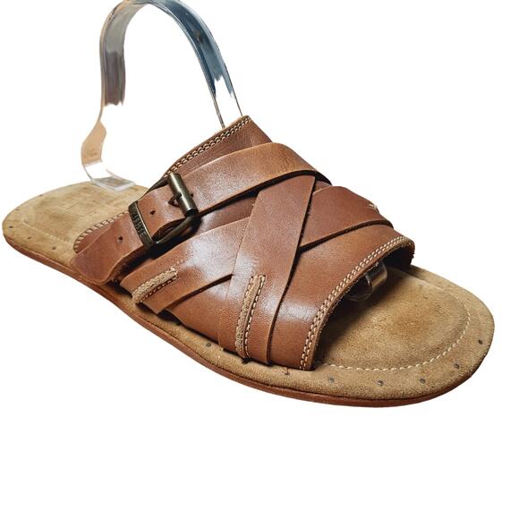 Frye Distressed Leather Buckle Sandals Size 11D - Picture 1 of 14